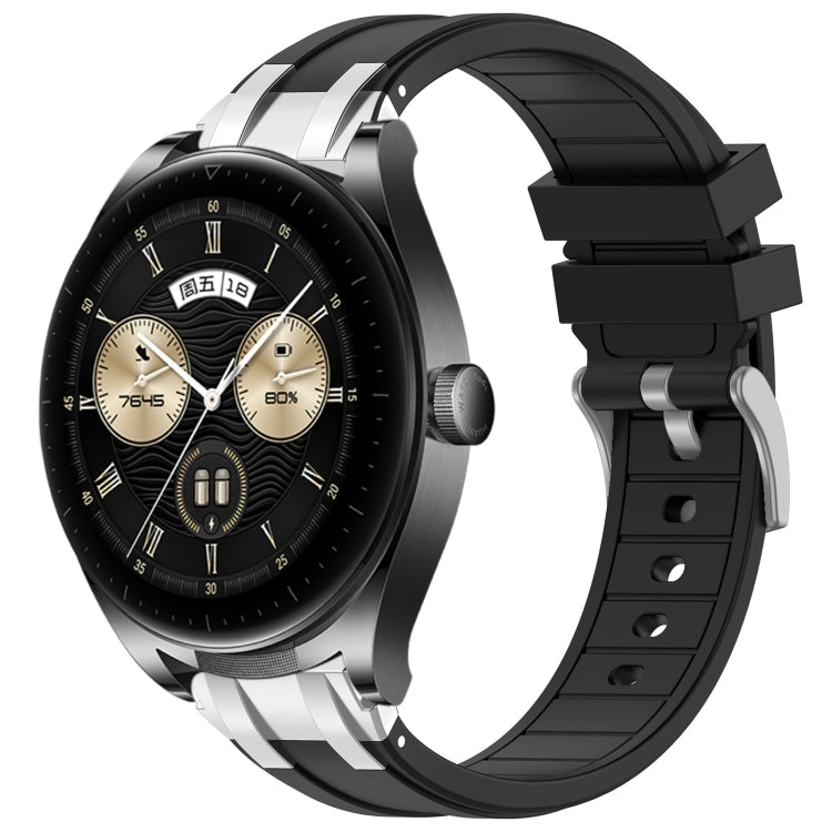 For Huawei Watch Buds 22mm Quick Release Silver Buckle Royal Silicone Watch Band(Black) - free shipping - PMC TechLife - Order now!
