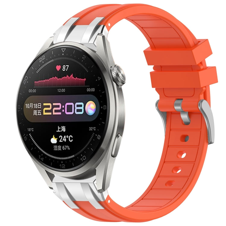 For Huawei Watch3 Pro 22mm Quick Release Silver Buckle Royal Silicone Watch Band(Orange) - free shipping - PMC TechLife - Order now!