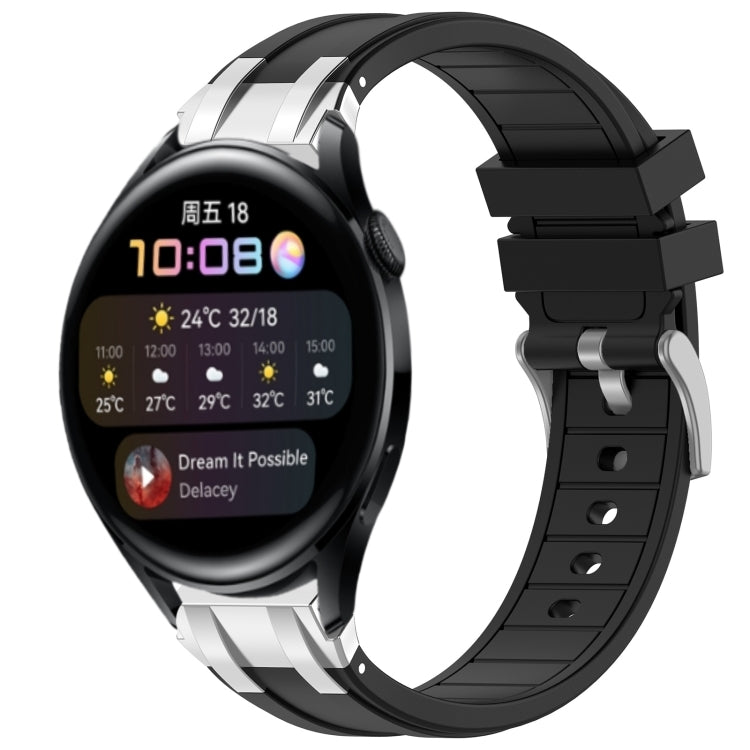 For Huawei Watch 3 22mm Quick Release Silver Buckle Royal Silicone Watch Band(Black) - free shipping - PMC TechLife - Order now!