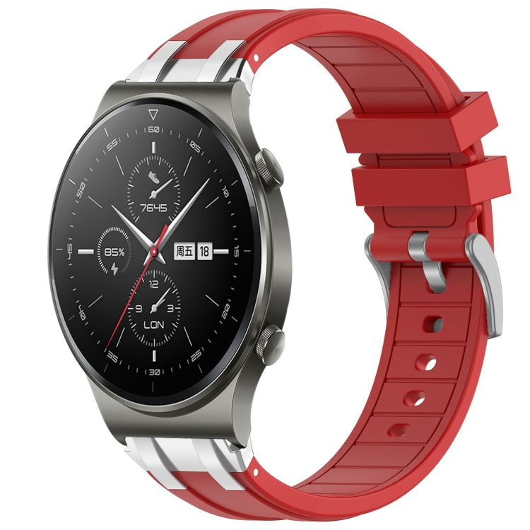 For Huawei Watch GT2 Pro 22mm Quick Release Silver Buckle Royal Silicone Watch Band(Red) - free shipping - PMC TechLife - Order now!