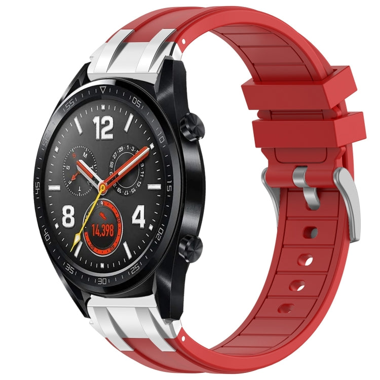 For Huawei Watch GT 22mm Quick Release Silver Buckle Royal Silicone Watch Band(Red) - free shipping - PMC TechLife - Order now!