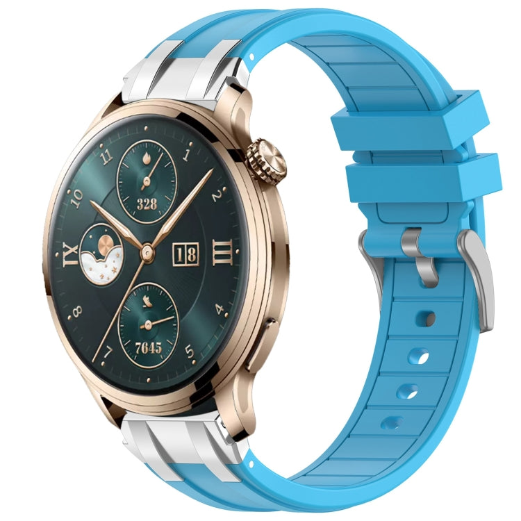 For Honor Watch 4 Pro 22mm Quick Release Silver Buckle Royal Silicone Watch Band(Sky Blue) - free shipping - PMC TechLife - Order now!