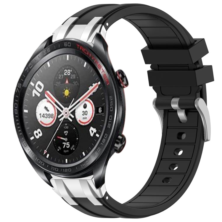 For Honor Watch Dream 22mm Quick Release Silver Buckle Royal Silicone Watch Band(Black) - free shipping - PMC TechLife - Order now!