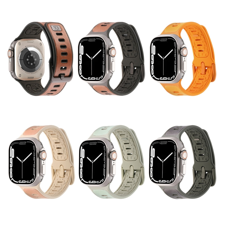 For Apple Watch Ultra 49mm Leather Skin Silicone Watch Band(Brown) - Watch Bands by PMC TechLife | Online Shopping South Africa | PMC TechLife | Buy Now Pay Later Mobicred