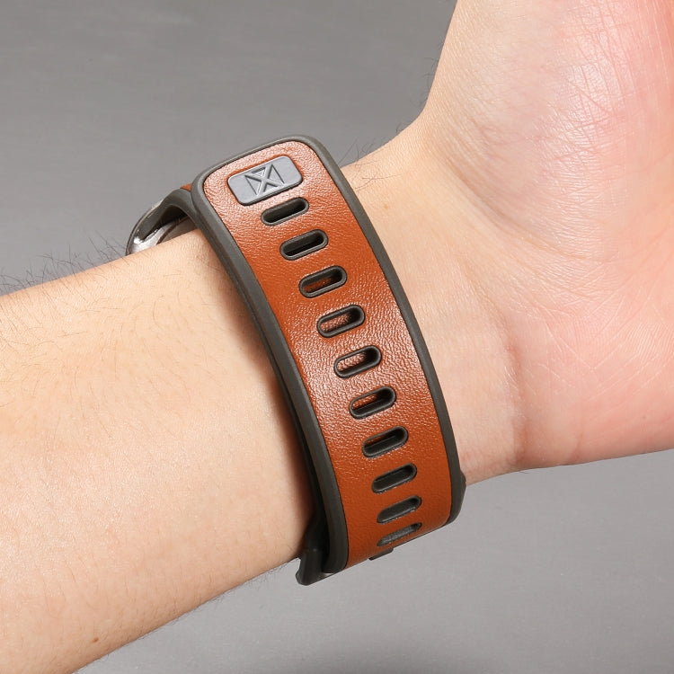 For Apple Watch Ultra 49mm Leather Skin Silicone Watch Band(Orange) - Watch Bands by PMC TechLife | Online Shopping South Africa | PMC TechLife | Buy Now Pay Later Mobicred