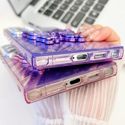 For Samsung Galaxy S25+ 5G Plating Glitter Texture Butterfly Holder TPU Phone Case with Lens Film(Pink Water Ripples) - Galaxy S25+ 5G Cases by PMC Jewellery | Online Shopping South Africa | PMC Jewellery | Buy Now Pay Later Mobicred