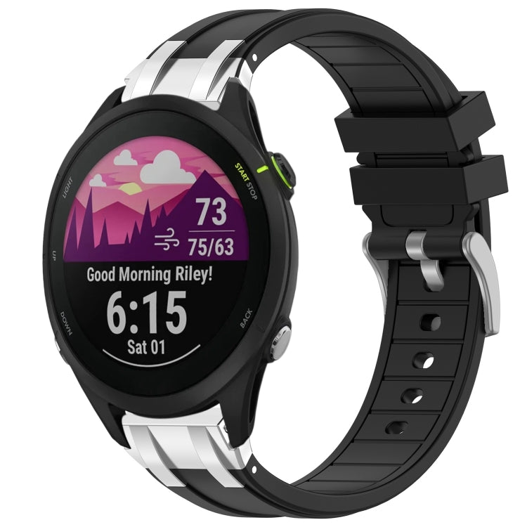 For Garmin Forerunner 255 Music 22mm Quick Release Silver Buckle Royal Silicone Watch Band(Black) - free shipping - PMC TechLife - Order now!