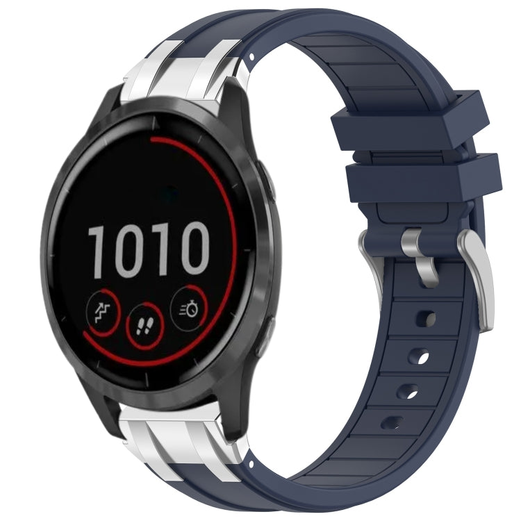 For Garmin Vivoactive 4 22mm Quick Release Silver Buckle Royal Silicone Watch Band(Navy Blue) - free shipping - PMC TechLife - Order now!