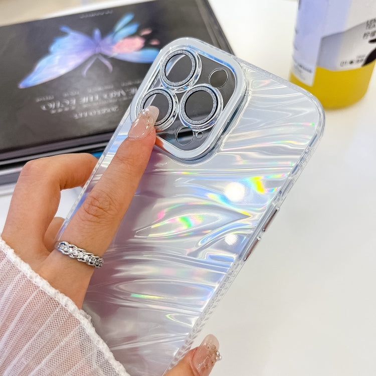 For iPhone 16e Plating Glitter Texture Chain Wristband TPU Phone Case with Lens Film(White Tinfoil Texture) - iPhone 16e Cases by PMC TechLife | Online Shopping South Africa | PMC TechLife | Buy Now Pay Later Mobicred