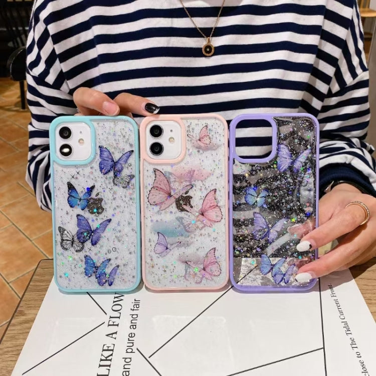 For iPhone 16 Pro Color Butterfly Glitter Epoxy TPU Phone Case(Pink) - iPhone 16 Pro Cases by PMC TechLife | Online Shopping South Africa | PMC TechLife | Buy Now Pay Later Mobicred