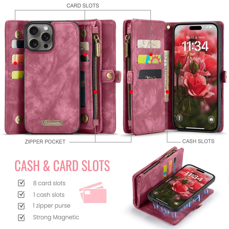 For iPhone 16 Pro CaseMe 008 Detachable Multifunctional Leather Phone Case(Red) - iPhone 16 Pro Cases by CaseMe | Online Shopping South Africa | PMC TechLife | Buy Now Pay Later Mobicred