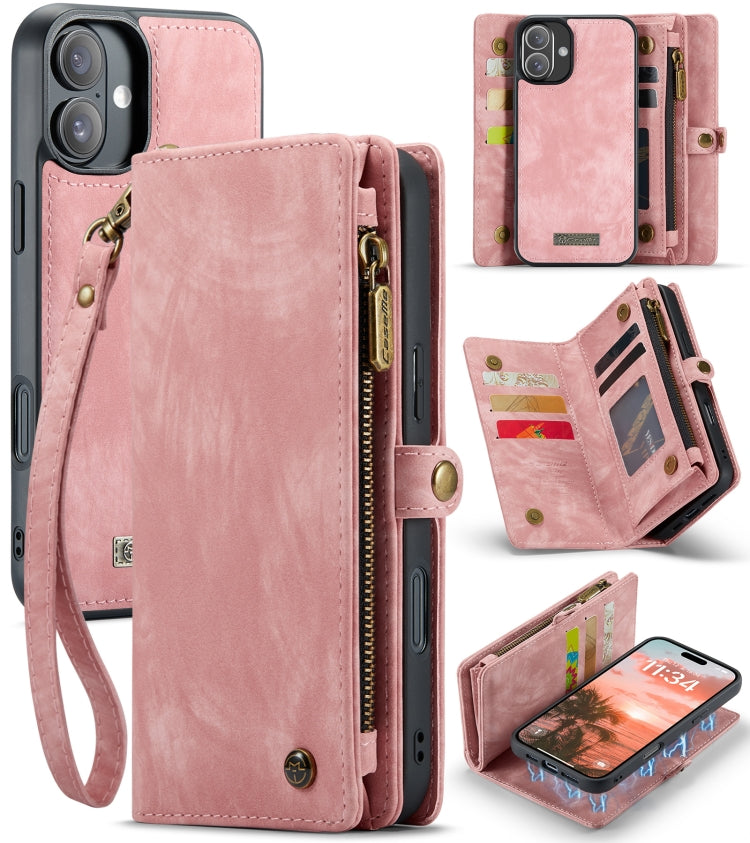 For iPhone 16 Plus CaseMe 008 Detachable Multifunctional Leather Phone Case(Pink) - iPhone 16 Plus Cases by CaseMe | Online Shopping South Africa | PMC Jewellery | Buy Now Pay Later Mobicred