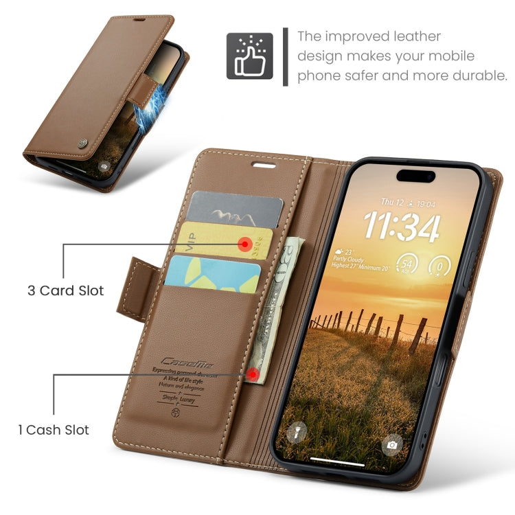 For iPhone 16 Pro Max CaseMe 023 Butterfly Buckle Litchi Texture RFID Anti-theft Leather Phone Case(Brown) - iPhone 16 Pro Max Cases by CaseMe | Online Shopping South Africa | PMC Jewellery | Buy Now Pay Later Mobicred