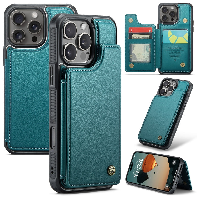 For iPhone 16 Pro CaseMe C22 Card Slots Holder RFID Anti-theft Phone Case(Green) - free shipping - PMC Jewellery - Order now!