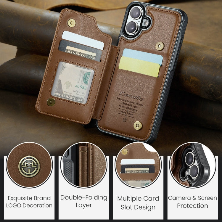 For iPhone 16 CaseMe C22 Card Slots Holder RFID Anti-theft Phone Case(Brown) - iPhone 16 Cases by CaseMe | Online Shopping South Africa | PMC Jewellery | Buy Now Pay Later Mobicred