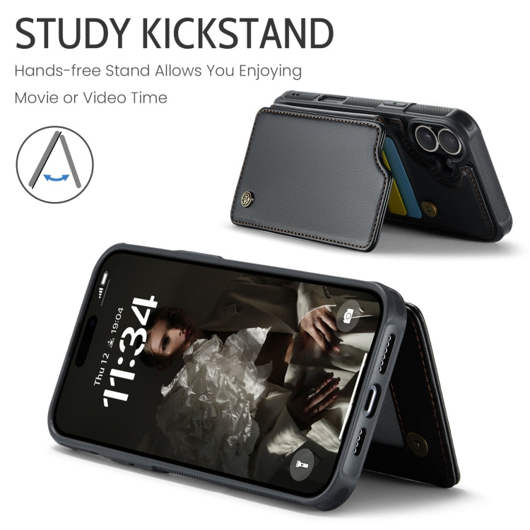 For iPhone 16 CaseMe C22 Card Slots Holder RFID Anti-theft Phone Case(Black) - free shipping - PMC Jewellery - Order now!
