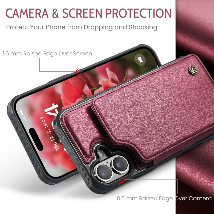 For iPhone 16 Plus CaseMe C22 Card Slots Holder RFID Anti-theft Phone Case(Red) - iPhone 16 Plus Cases by CaseMe | Online Shopping South Africa | PMC Jewellery | Buy Now Pay Later Mobicred