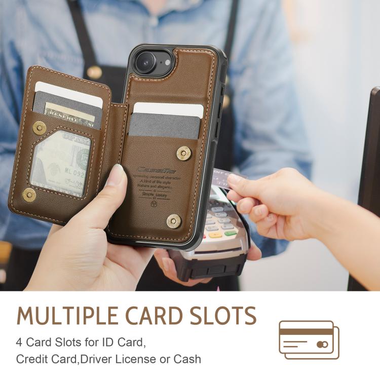 For iPhone 16e CaseMe C22 Card Slots Holder RFID Anti-theft Phone Case(Brown) - free shipping - PMc TechLife - Order now!
