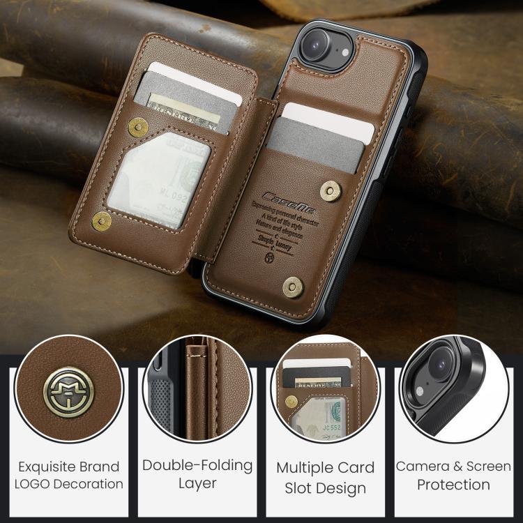 For iPhone 16e CaseMe C22 Card Slots Holder RFID Anti-theft Phone Case(Brown) - free shipping - PMc TechLife - Order now!
