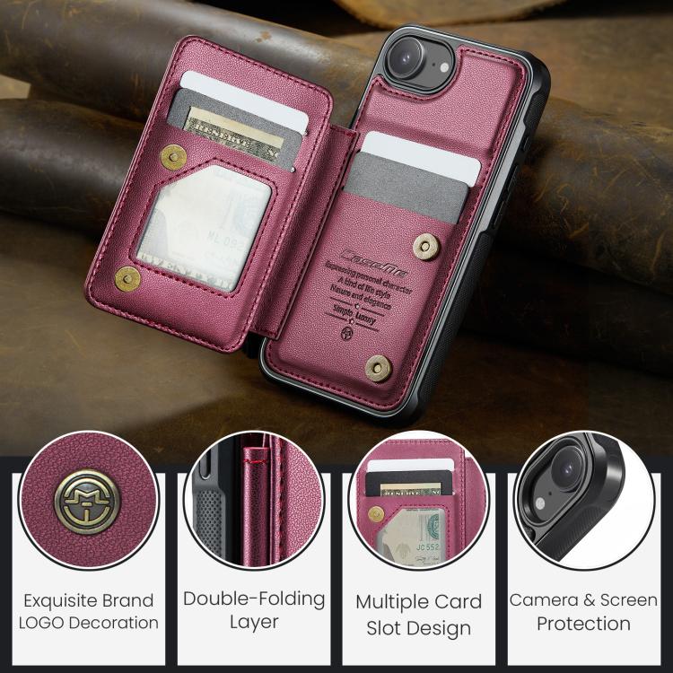 For iPhone 16e CaseMe C22 Card Slots Holder RFID Anti-theft Phone Case(Red) - free shipping - PMc TechLife - Order now!