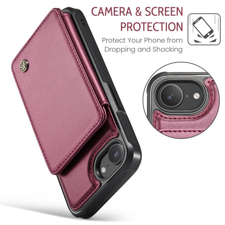 For iPhone 16e CaseMe C22 Card Slots Holder RFID Anti-theft Phone Case(Red) - free shipping - PMc TechLife - Order now!