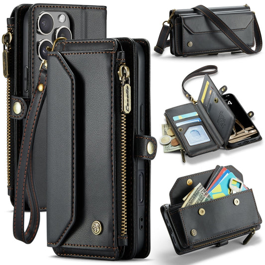 For iPhone 16 Pro CaseMe C36 Card Slots Zipper Wallet RFID Anti-theft Leather Phone Case(Black) - iPhone 16 Pro Cases by CaseMe | Online Shopping South Africa | PMC Jewellery | Buy Now Pay Later Mobicred