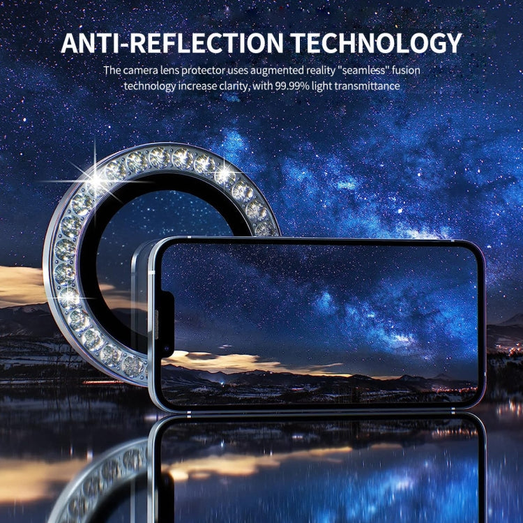 For iPhone 16 / 16 Plus ENKAY AR Anti-reflection Individual Diamond Ring Camera Lens Glass Full Film(Black) - free shipping - PMC Jewellery - Order now!