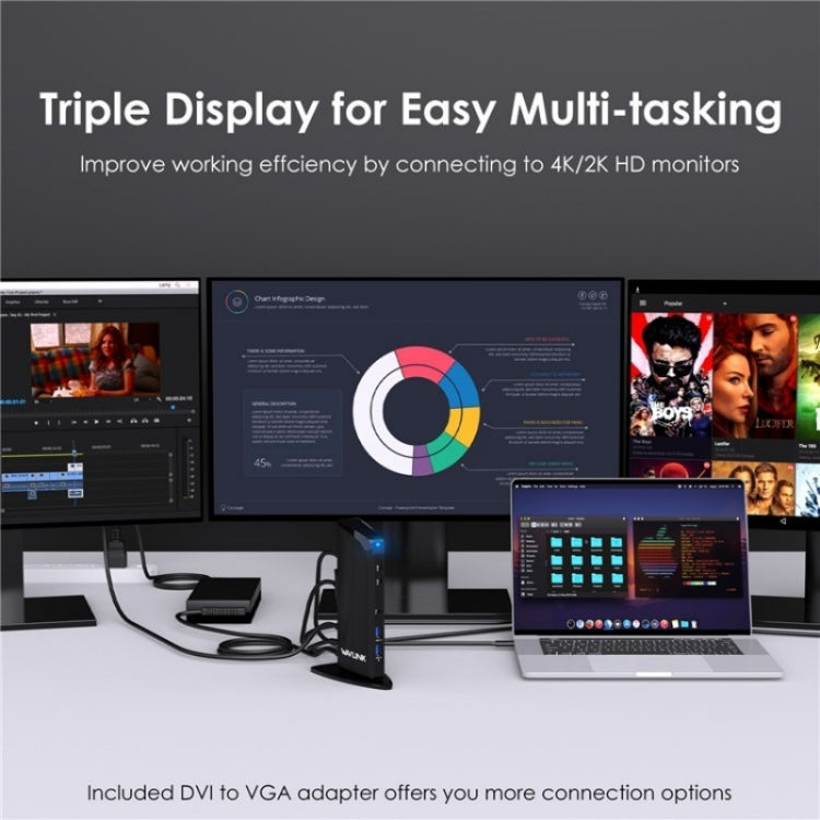 WAVLINK UG39PD1 13 in 1 Type-C Triple Monitors 4K HD Docking Station, Plug:UK Plug - free shipping - PMC TechLife - Order now!
