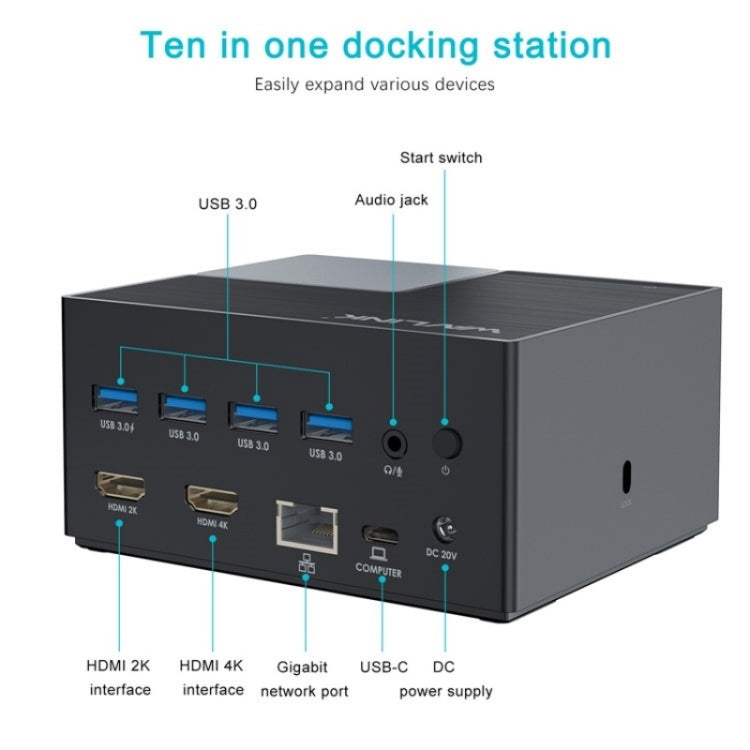 WAVLINK UG76PD2 3.5mm Audio, Gigabit Network Port Dual HD Universal Docking Station(AU Plug) - free shipping - PMc TechLife - Order now!