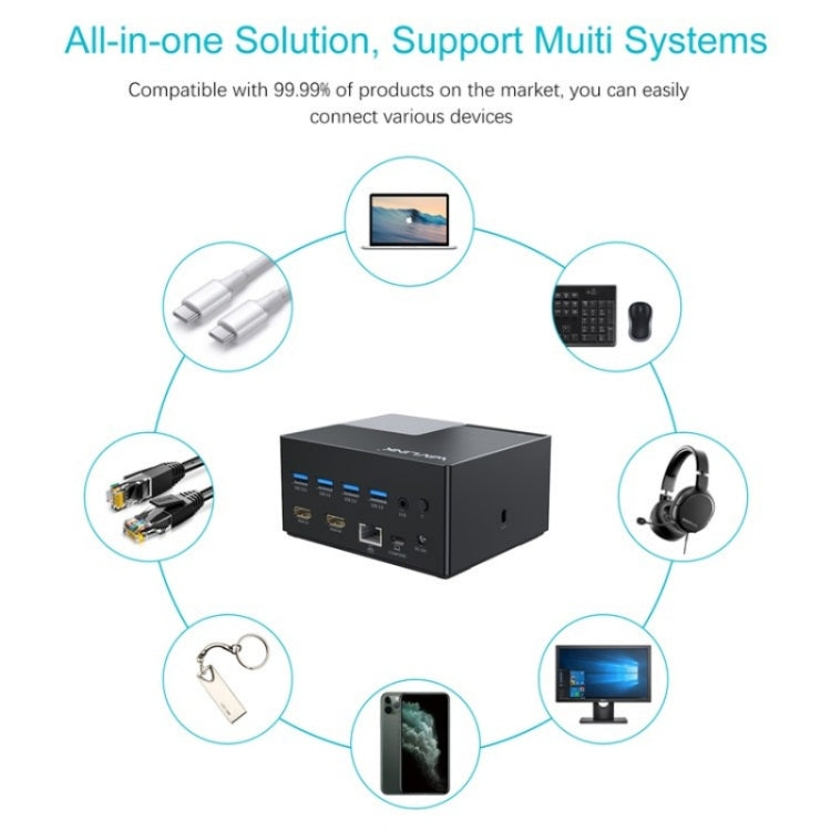WAVLINK UG76PD2 3.5mm Audio, Gigabit Network Port Dual HD Universal Docking Station(EU Plug) - free shipping - PMc TechLife - Order now!