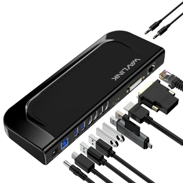 WAVLINK UG49DK4 Universal Laptop Docking Station Dual Monitor Supports DVI / HDMI / VGA(US Plug) - USB 3.0 HUB by WAVLINK | Online Shopping South Africa | PMC Jewellery | Buy Now Pay Later Mobicred