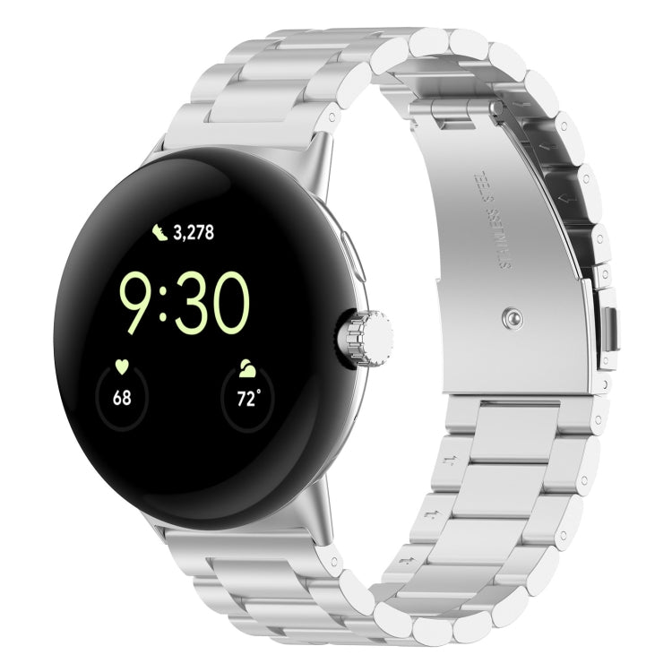 For Google Pixel Watch 3 41mm Three Beads Stainless Steel Metal Watch Band(Silver) - free shipping - PMC TechLife - Order now!