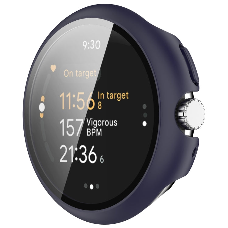For Google Pixel Watch 3 41mm PC + Tempered Film Integrated Watch Protective Case(Midnight Blue) - Watch Cases by PMC TechLife | Online Shopping South Africa | PMC TechLife | Buy Now Pay Later Mobicred