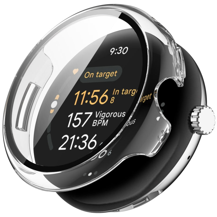 For Google Pixel Watch 3 41mm PC + Tempered Film Integrated Watch Protective Case(Transparent) - Watch Cases by PMC TechLife | Online Shopping South Africa | PMC TechLife | Buy Now Pay Later Mobicred