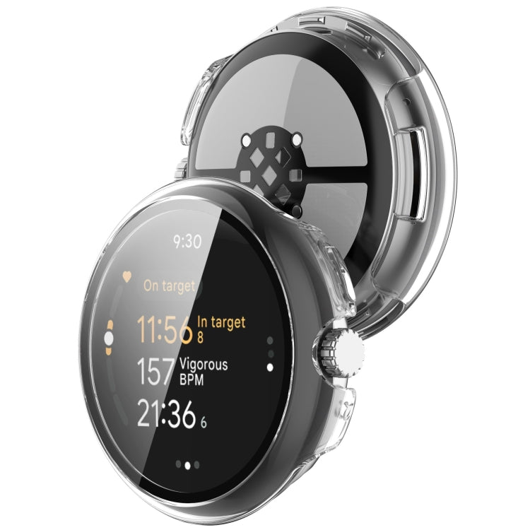 For Google Pixel Watch 3 41mm PC + Tempered Film Integrated Watch Protective Case(Transparent) - Watch Cases by PMC TechLife | Online Shopping South Africa | PMC TechLife | Buy Now Pay Later Mobicred