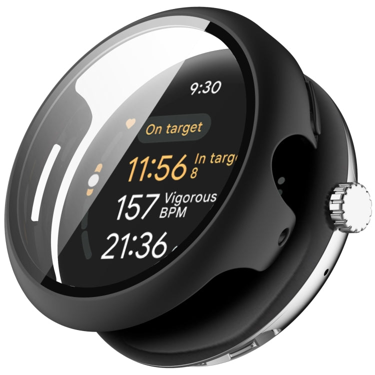 For Google Pixel Watch 3 45mm PC + Tempered Film Integrated Watch Protective Case(Black) - Watch Cases by PMC TechLife | Online Shopping South Africa | PMC TechLife | Buy Now Pay Later Mobicred