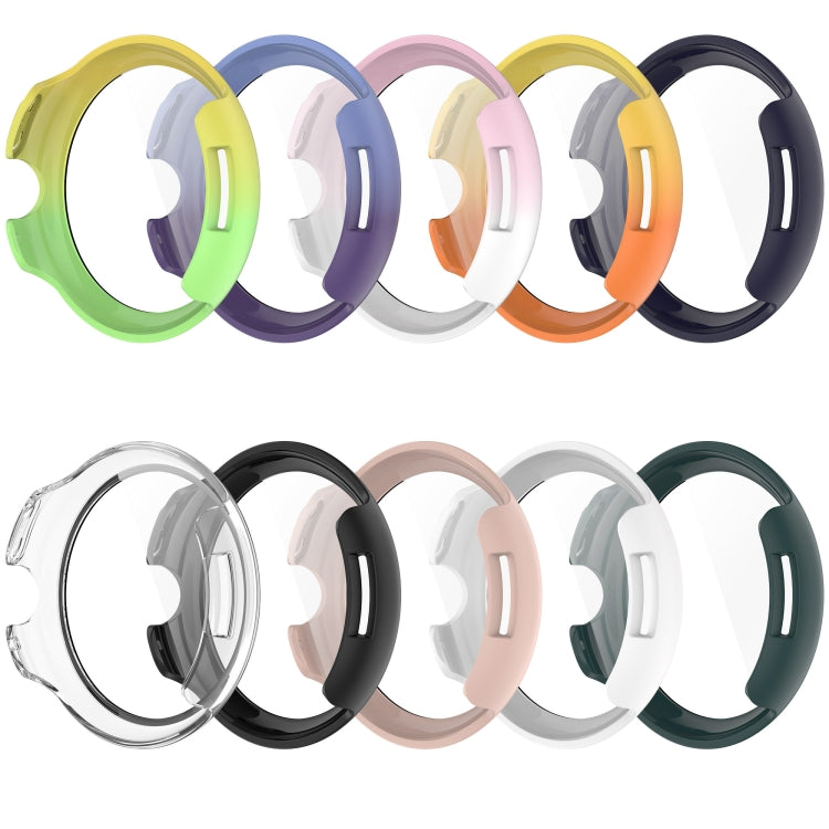 For Google Pixel Watch 3 41mm PC + Tempered Film Integrated Watch Protective Case(Blue+Purple) - Watch Cases by PMC TechLife | Online Shopping South Africa | PMC TechLife | Buy Now Pay Later Mobicred