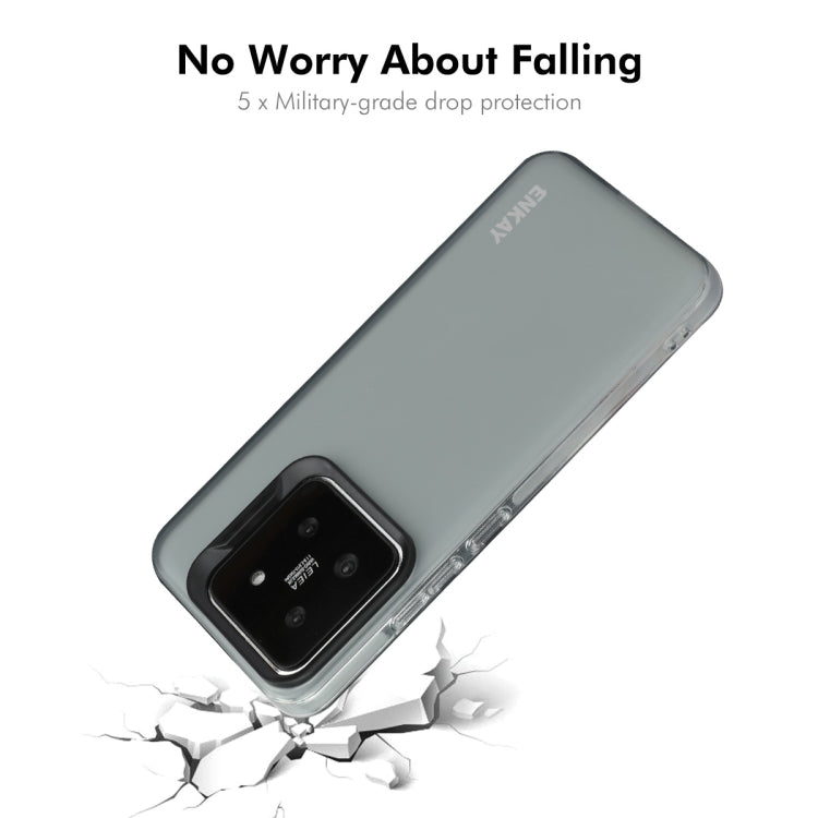 For Xiaomi 14 ENKAY Hat-Prince Translucent Matte TPU Soft Phone Case + 9H Big Arc Edge Film(Grey) - 14 Cases by ENKAY | Online Shopping South Africa | PMC Jewellery | Buy Now Pay Later Mobicred