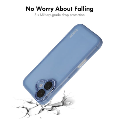 For iPhone 16 Plus ENKAY Hat-Prince Translucent Matte TPU Phone Case with Lens Film + 9H Big Arc Edge Film(Blue) - iPhone 16 Plus Cases by ENKAY | Online Shopping South Africa | PMC Jewellery | Buy Now Pay Later Mobicred