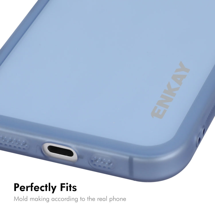 For iPhone 16 Plus ENKAY Hat-Prince Translucent Matte TPU Phone Case with Lens Film + 9H Big Arc Edge Film(Blue) - iPhone 16 Plus Cases by ENKAY | Online Shopping South Africa | PMC Jewellery | Buy Now Pay Later Mobicred