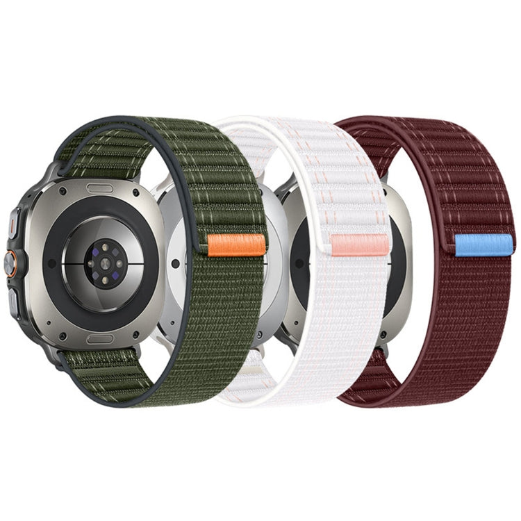 For Samsung Galaxy Watch Ultra 47mm Sea Wave Texture Nylon Hook and Loop Fastener Watch Band(White) - free shipping - PMC Jewellery - Order now!