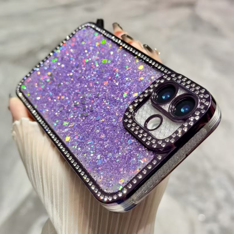 For iPhone 16 Diamond Glitter Sequins TPU Phone Case(Purple) - iPhone 16 Cases by PMC Jewellery | Online Shopping South Africa | PMC Jewellery | Buy Now Pay Later Mobicred