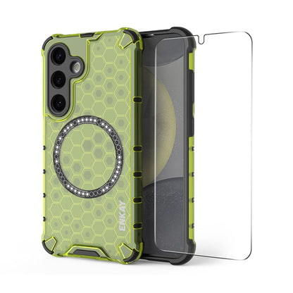 For Samsung Galaxy S24+ 5G ENKAY Hat-Prince Honeycomb MagSafe Shockproof Phone Case with 0.18mm Film(Green) - Galaxy S24+ 5G Cases by ENKAY | Online Shopping South Africa | PMC Jewellery | Buy Now Pay Later Mobicred