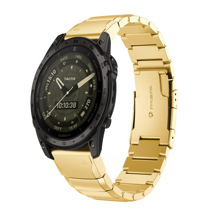 For Garmin Tactix 7 AMOLED Tortoise Shell 26mm Stainless Steel Watch Band(Gold) - free shipping - PMC TechLife - Order now!