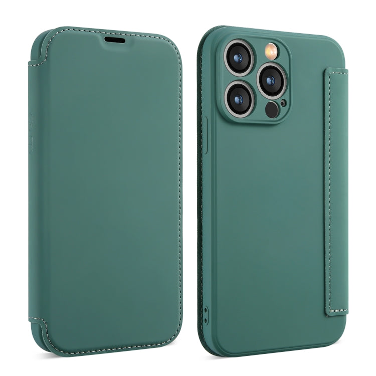 For iPhone 16 Pro Imitate Liquid Skin Feel Leather Phone Case with Card Slots(Dark Green) - iPhone 16 Pro Cases by PMC Jewellery | Online Shopping South Africa | PMC Jewellery | Buy Now Pay Later Mobicred