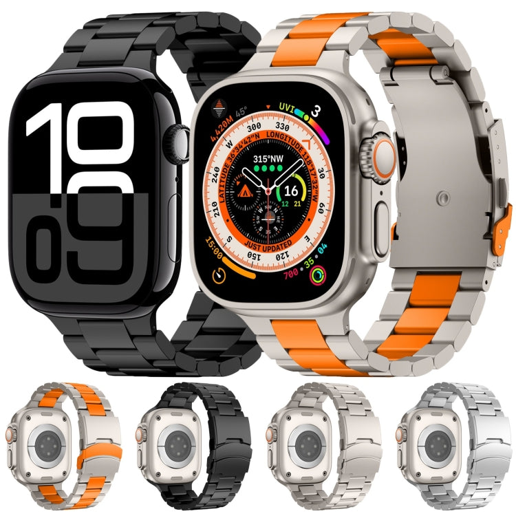 For Apple Watch Series 8 45mm Three Beads Titanium Alloy Metal Watch Band(Silver) - free shipping - PMc TechLife - Order now!
