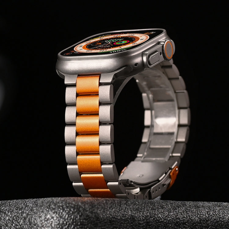 For Apple Watch Series 8 41mm Three Beads Titanium Alloy Metal Watch Band(Silver) - free shipping - PMc TechLife - Order now!