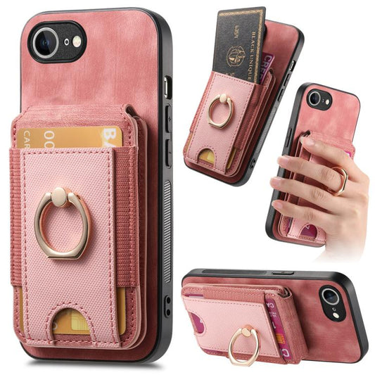 For iPhone 16e Retro Splitable Magnetic Stand Card Bag Leather Phone Case(Pink) - iPhone 16e Cases by PMC Jewellery | Online Shopping South Africa | PMC Jewellery | Buy Now Pay Later Mobicred