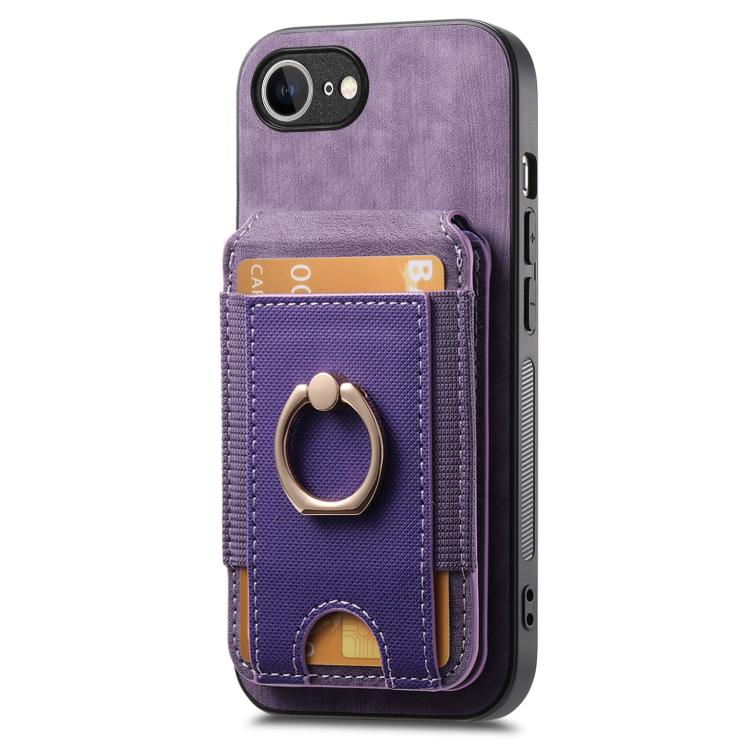 For iPhone 16e Retro Splitable Magnetic Stand Card Bag Leather Phone Case(Purple) - iPhone 16e Cases by PMC TechLife | Online Shopping South Africa | PMC TechLife | Buy Now Pay Later Mobicred