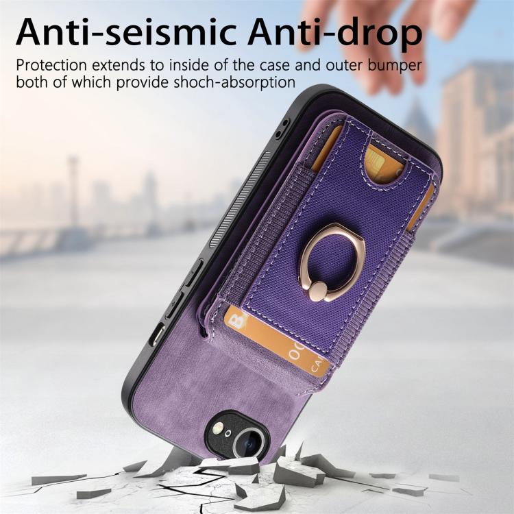 For iPhone 16e Retro Splitable Magnetic Stand Card Bag Leather Phone Case(Purple) - iPhone 16e Cases by PMC TechLife | Online Shopping South Africa | PMC TechLife | Buy Now Pay Later Mobicred
